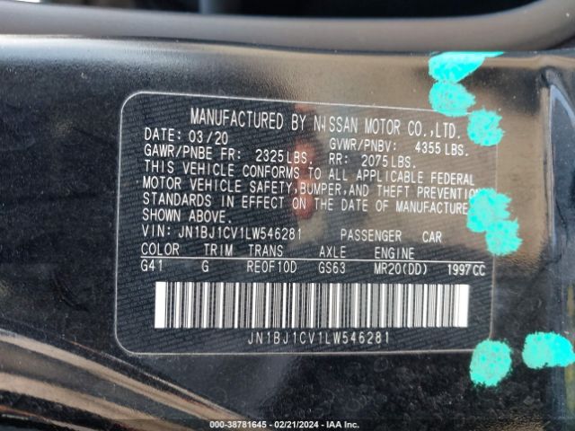 JN1BJ1CV1LW546281 Nissan Rogue Sport Sv Fwd Xtronic Cvt