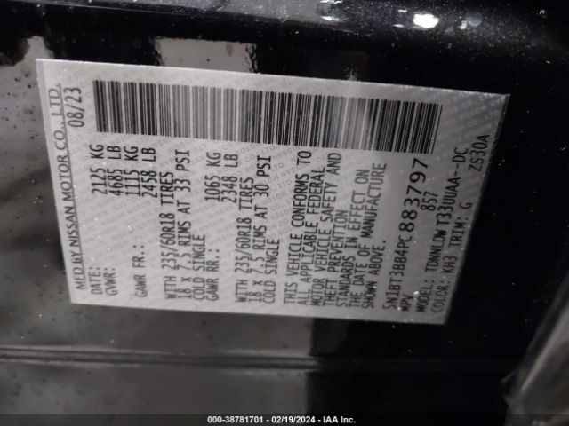 5N1BT3BB4PC883797 Nissan Rogue Sv Intelligent Awd