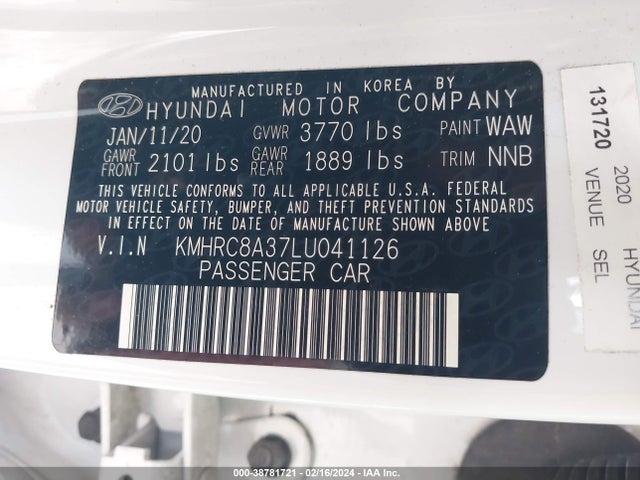 Hyundai Venue Sel 2020 KMHRC8A37LU041126 Image 9