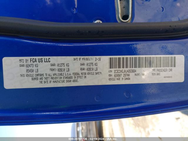 2C3CDXGJ0JH263664 Dodge Charger R/t Scat Pack Rwd