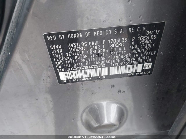 Honda FIT EX 2017 3HGGK5G76HM709700 Image 9