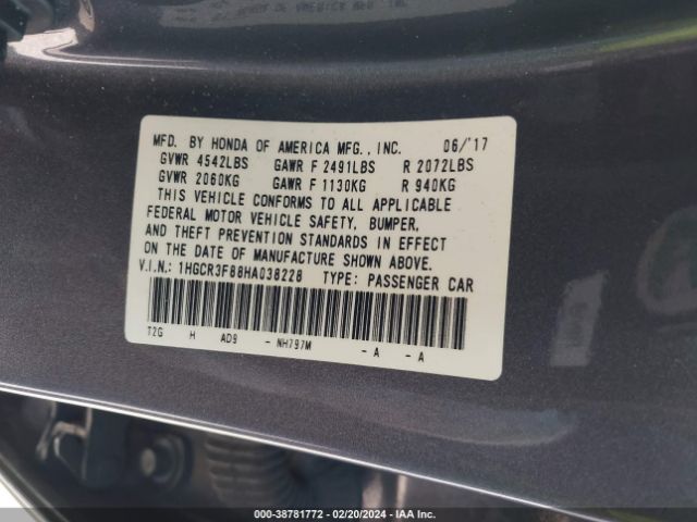 1HGCR3F88HA038228 Honda Accord Ex-l V6