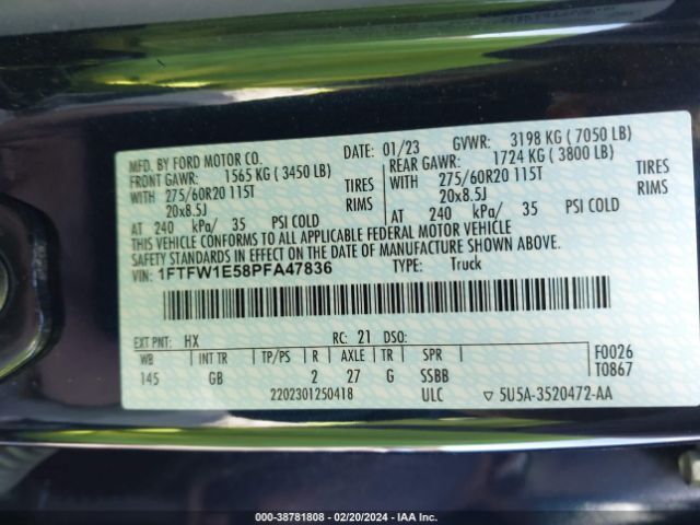 1FTFW1E58PFA47836 Ford F-150 Xl