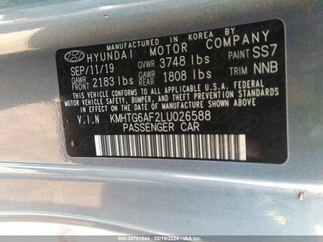 Hyundai Veloster 2.0 2020 KMHTG6AF2LU026588 Image 9
