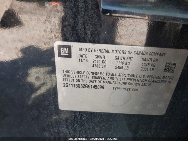 Chevrolet Impala 2lt 2016 2G1115S32G9145099 Image 9