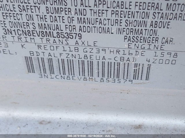 Nissan Versa Sv Xtronic Cvt 2021 3N1CN8EV8ML853579 Image 9