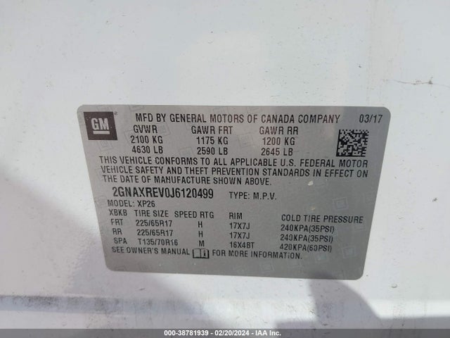 Chevrolet EQUINOX LS 2018 2GNAXREV0J6120499 Image 9