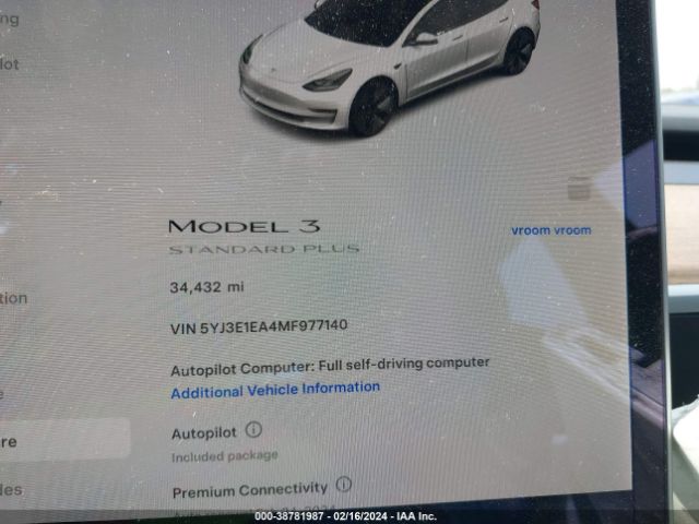 5YJ3E1EA4MF977140 Tesla Model 3 Standard Range Plus Rear-wheel Drive