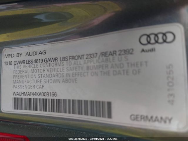 WAUHMAF44KA008166 Audi A4 40 Premium