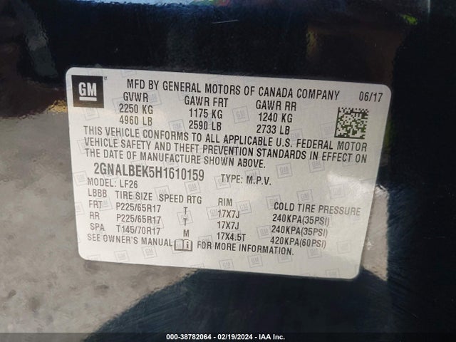 Chevrolet EQUINOX LS 2017 2GNALBEK5H1610159 Image 9
