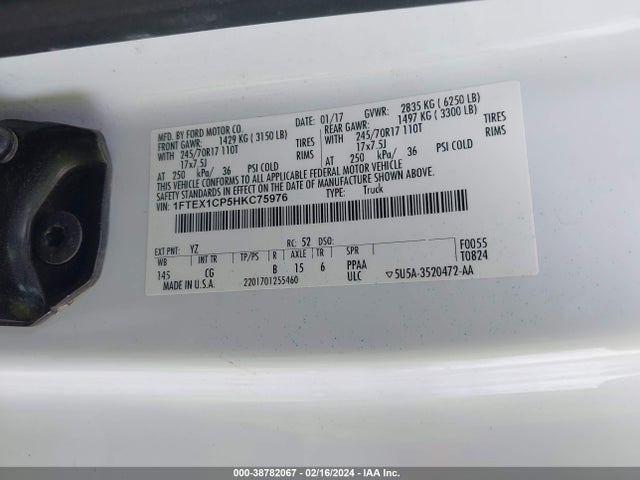 Ford F-150 Xl 2017 1FTEX1CP5HKC75976 Image 9