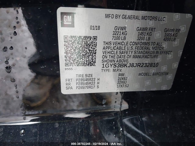1GYS3BKJ8JR232810 Cadillac Escalade Luxury