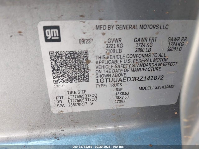 2024 Gmc Sierra 1500 4wd  Short Box Pro მანქანა იყიდება აუქციონზე, vin: 1GTUUAED3RZ141872, აუქციონის ნომერი: 38782259