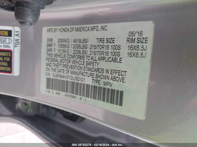 Honda CR-V LX 2016 5J6RM4H31GL082101 Image 9