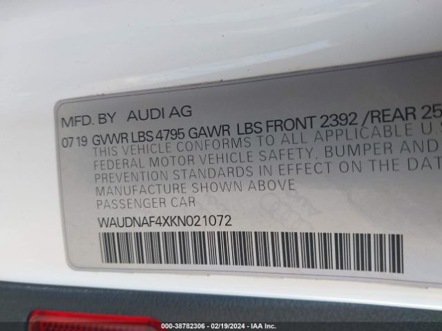 WAUDNAF4XKN021072 Audi A4 45 Premium