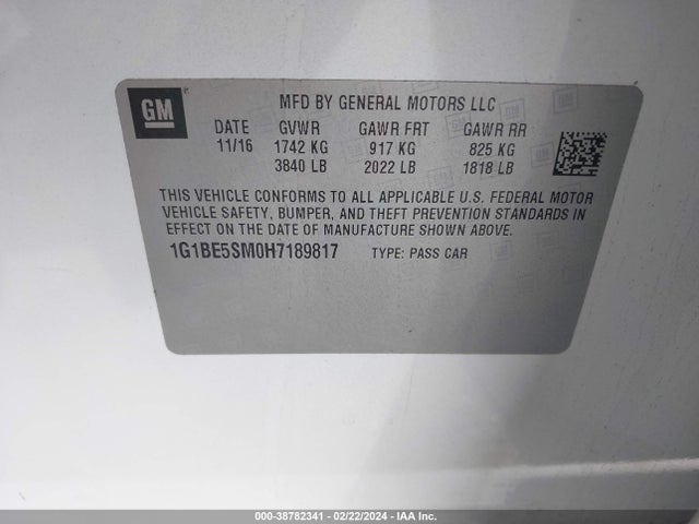 Chevrolet Cruze Lt Auto 2017 1G1BE5SM0H7189817 Image 9
