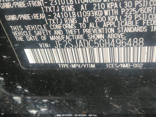 Subaru Forester 2.5i Premium 2016 JF2SJADC5GH496488 Image 9