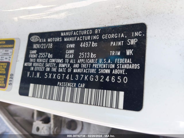 KIA Optima Lx 2019 5XXGT4L37KG324650 Image 9