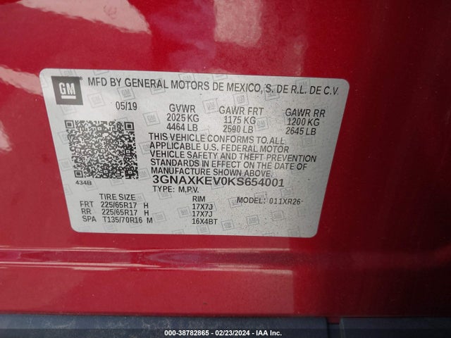 Chevrolet EQUINOX LT 2019 3GNAXKEV0KS654001 Image 9
