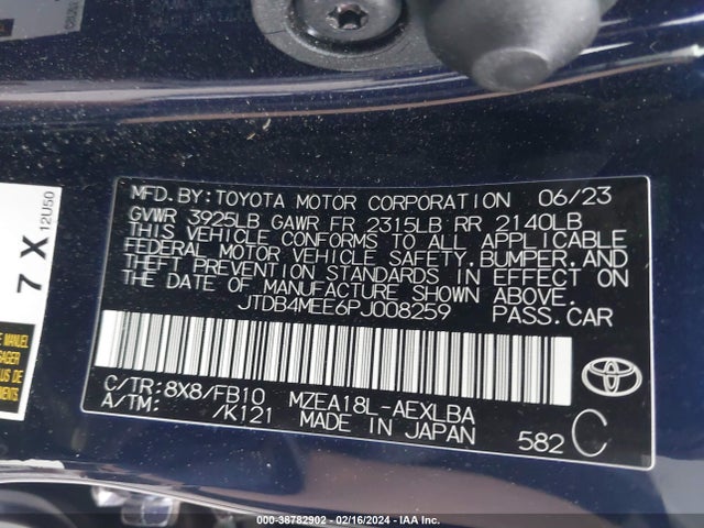 Toyota COROLLA LE 2023 JTDB4MEE6PJ008259 Image 9