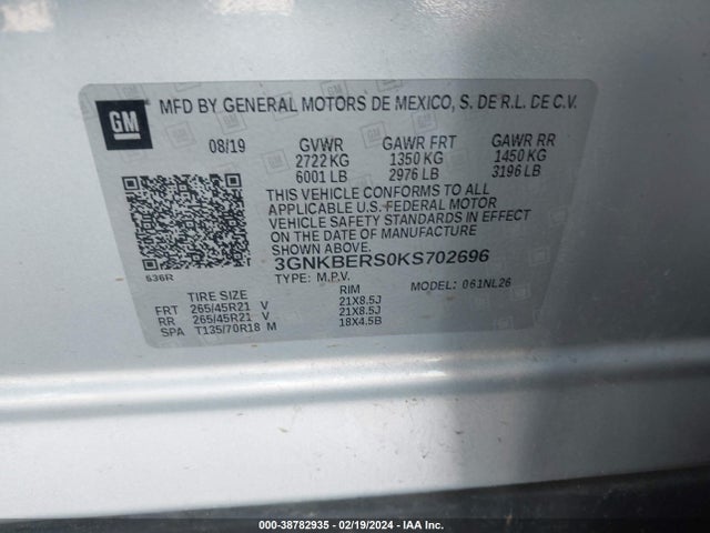 Chevrolet BLAZER RS 2019 3GNKBERS0KS702696 Image 9