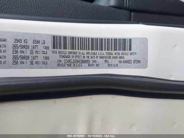 Dodge Durango Gt Awd 2017 1C4RDJDG9HC880893 Image 9