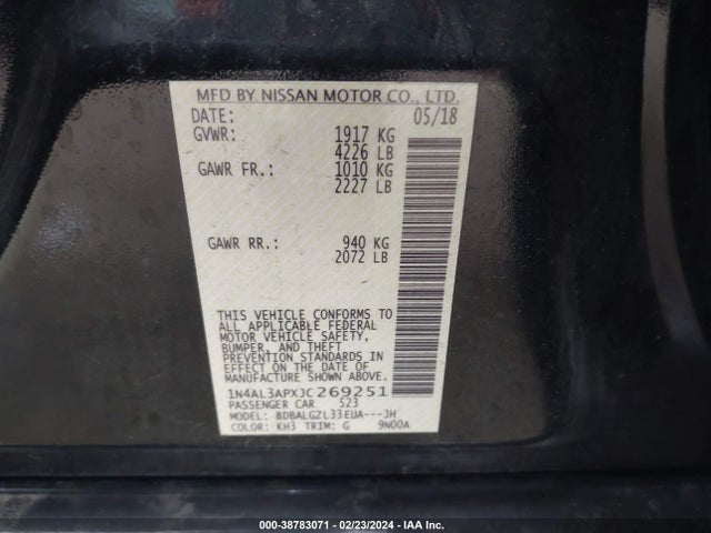 Nissan Altima 2.5 S 2018 1N4AL3APXJC269251 Image 9