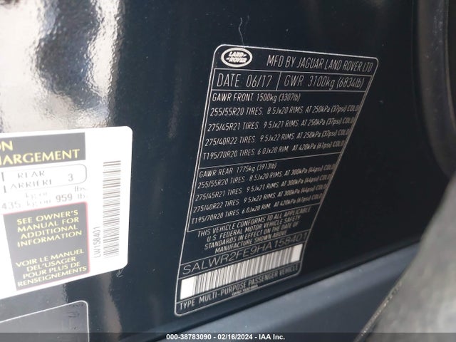 SALWR2FE9HA158401 Land Rover RANGE ROVER SPORT