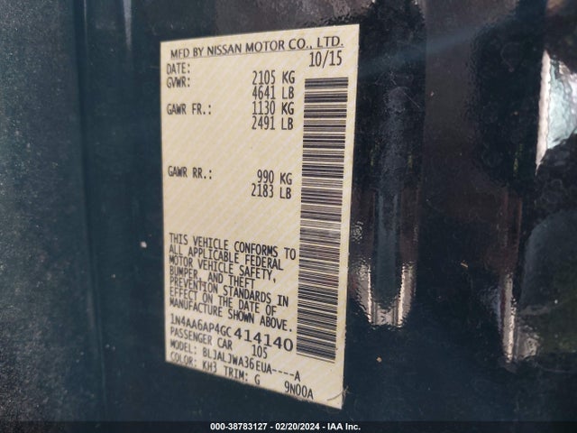 Nissan Maxima 3.5 Sv 2016 1N4AA6AP4GC414140 Image 9