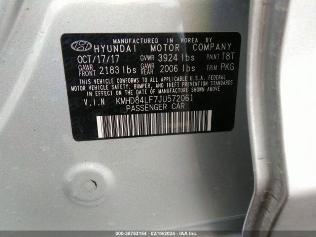 KMHD84LF7JU572061 Hyundai Elantra Value Edition