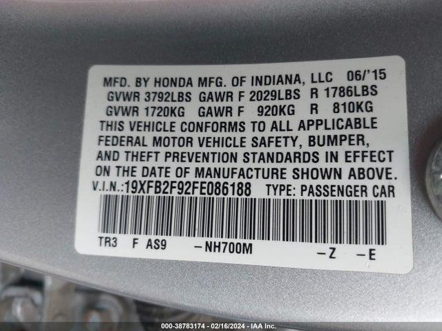 Honda Civic Ex-l 2015 19XFB2F92FE086188 Image 9