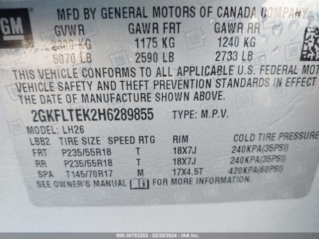 2GKFLTEK2H6289855 GMC Terrain Sle-2