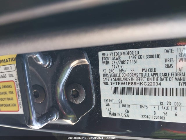 Ford F-150 Xl 2017 1FTEW1E86HKC22034 Image 9