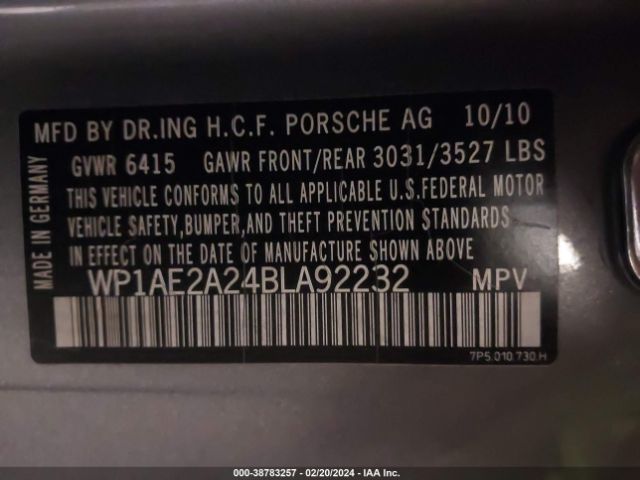 2011 PORSCHE CAYENNE HYBRID WP1AE2A24BLA92232 Photo 8