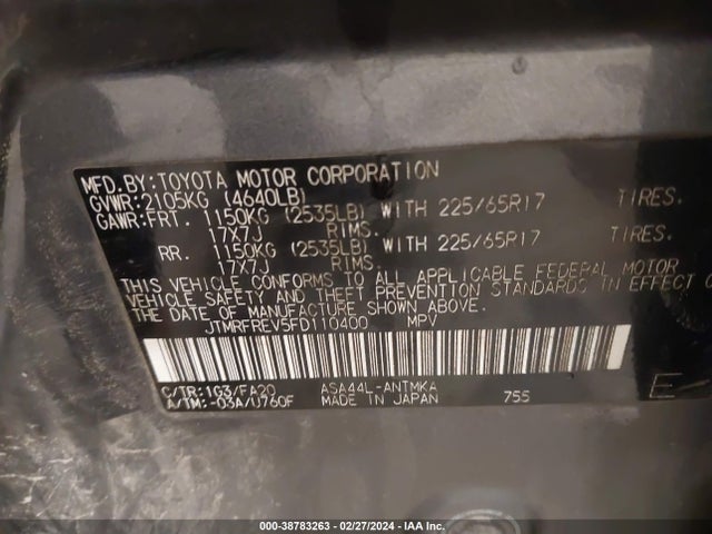 Toyota Rav4 Xle 2015 JTMRFREV5FD110400 Image 9