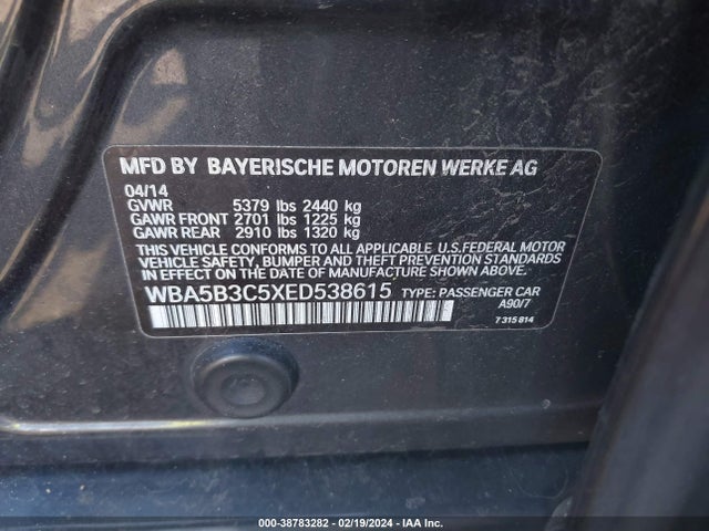 BMW 535i Xdrive 2014 WBA5B3C5XED538615 Image 9