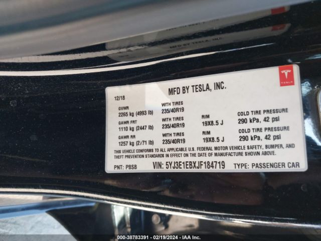 5YJ3E1EBXJF184719 Tesla Model 3 Long Range/performance