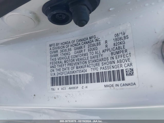 Honda CIVIC SI 2019 2HGFC3A59KH755404 Image 9