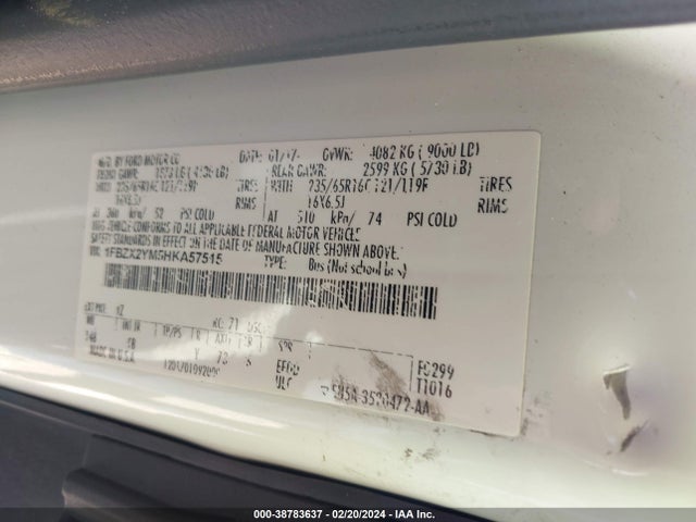 Ford Transit-350 Xlt 2017 1FBZX2YM5HKA57515 Image 9