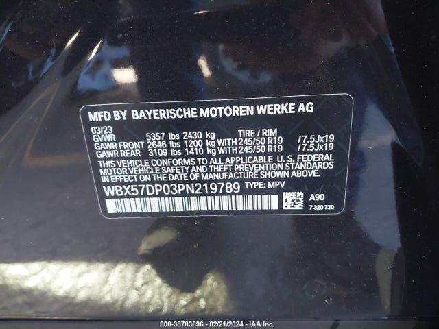 BMW X3 Xdrive30i 2023 WBX57DP03PN219789 Image 9