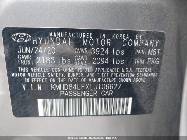 Hyundai Elantra Value Edition 2020 KMHD84LFXLU106627 Image 9