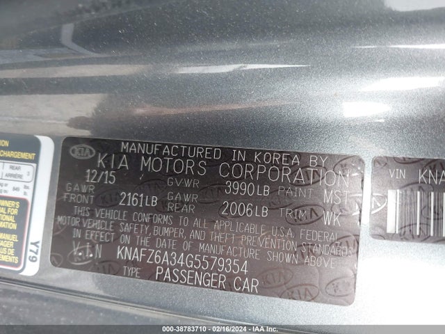 KIA Forte Koup Sx 2016 KNAFZ6A34G5579354 Image 9