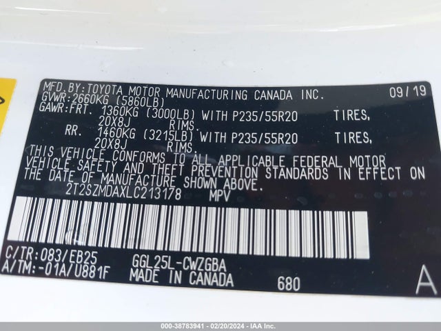 2T2SZMDAXLC213178 Lexus Rx 350 F Sport