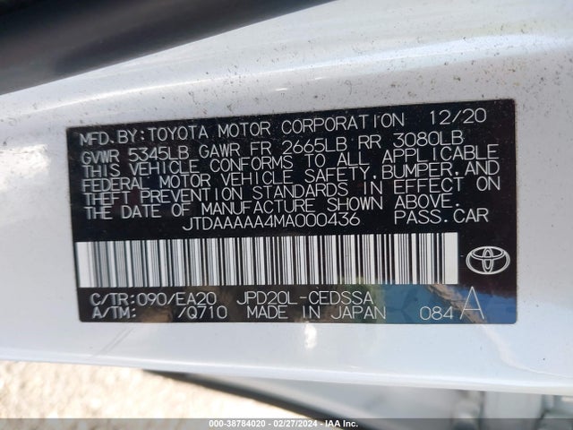 Toyota Mirai Xle 2021 JTDAAAAA4MA000436 Image 9