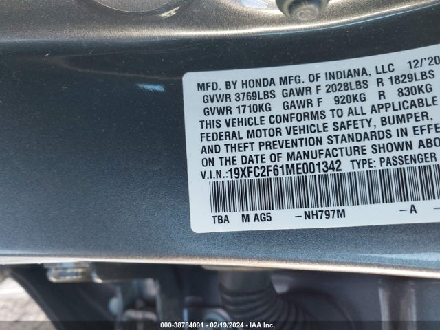 Honda Civic Lx 2021 19XFC2F61ME001342 Image 9