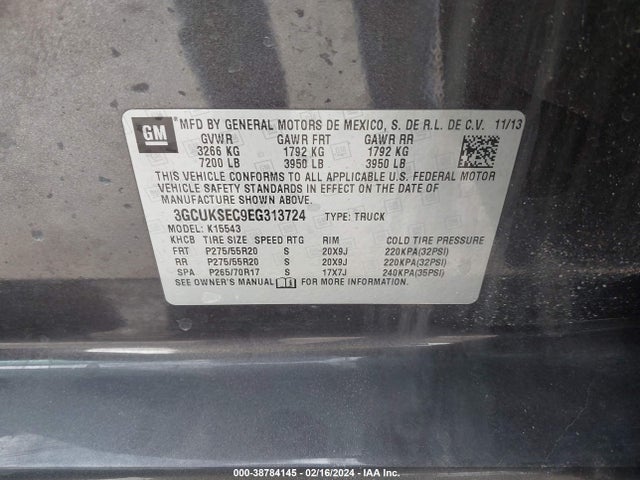 Chevrolet Silverado 1500 2lz 2014 3GCUKSEC9EG313724 Image 9