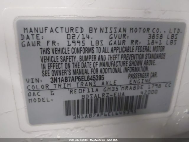 3N1AB7AP6EL645395 Nissan SENTRA SR