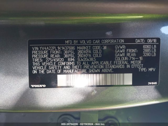 2019 VOLVO XC90 YV4A22PL1K1437686 Photo 8