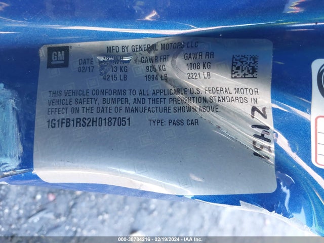 Chevrolet Camaro 1lt 2017 1G1FB1RS2H0187051 Image 9