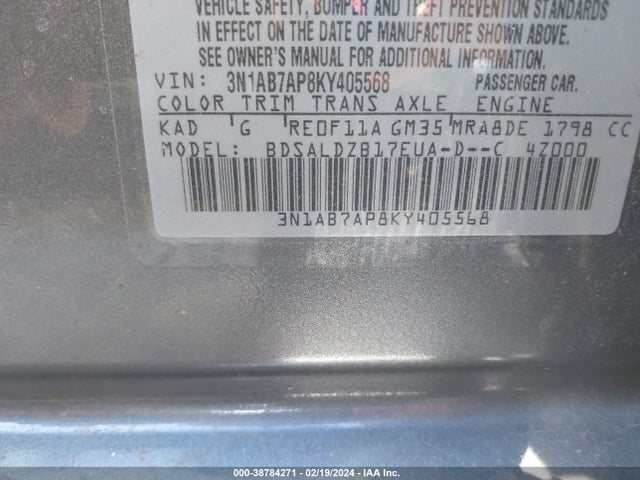 Nissan SENTRA SV 2019 3N1AB7AP8KY405568 Image 9